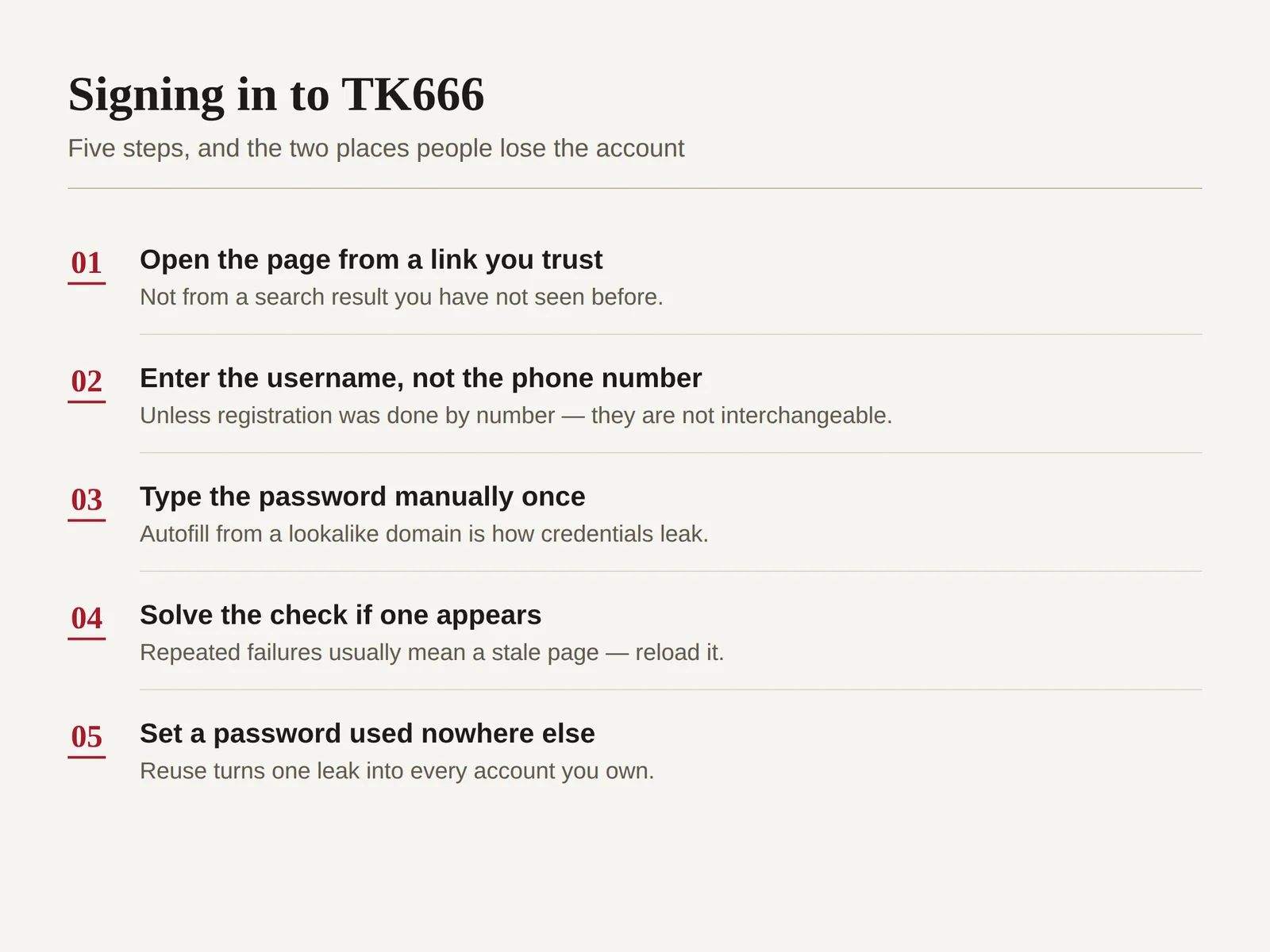 Five-step diagram of the TK666 sign-in sequence for Bangladeshi players showing the two most common failure points